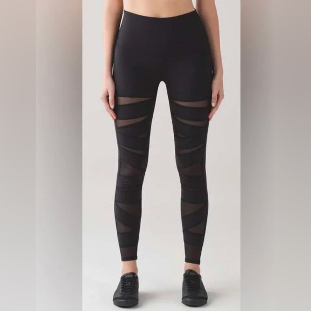 Lululemon Wunder Under Hi-Rise Tech Mesh Black Leggings Size 6